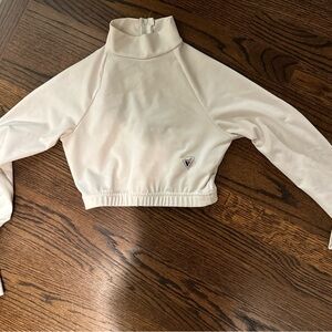 Vintage Spirit Varsity Long Sleeve Cheerleading Crop Top. White. Size S